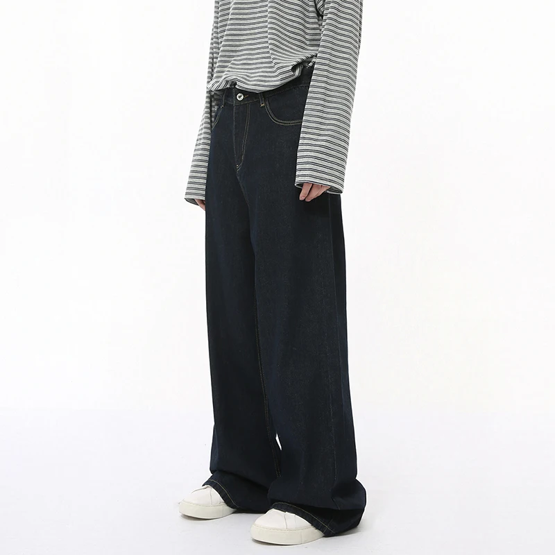 IEFB Korean Style Men Jeans Casual Droop Solid Color Trousers Straight Loose Wide Leg Autumn Male Denim Pants New Simple 9C7861 4