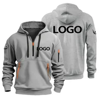 Nouveau pull de sport européen pour hommes avec fermeture éclair et poches sur les bras, personnaliser votre Logo, housse de pull à capuche et 4