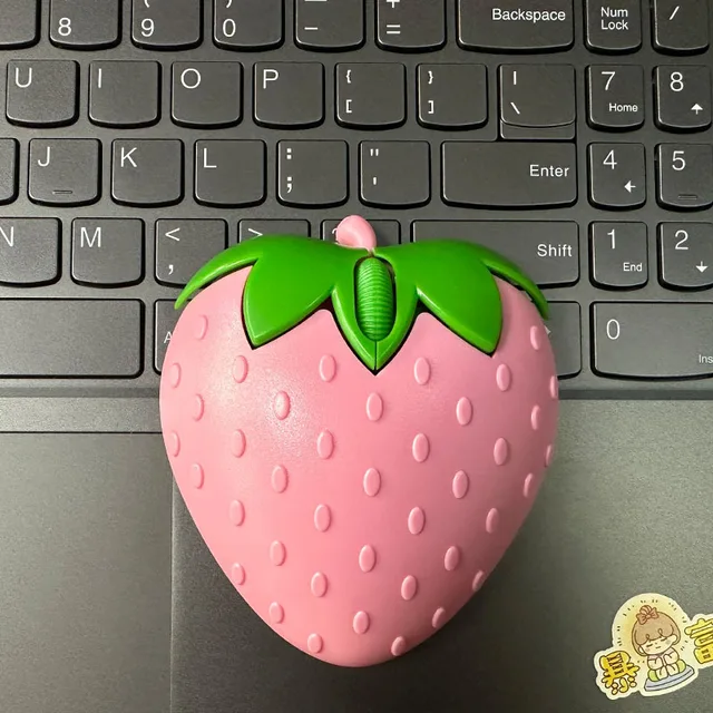 Wireless 2.4Ghz Strawberry Shaped Mouse Cute Pink Fruit Design Optical Ergonomic Mini Computer USB Mice For Laptop PC Kids Gifts