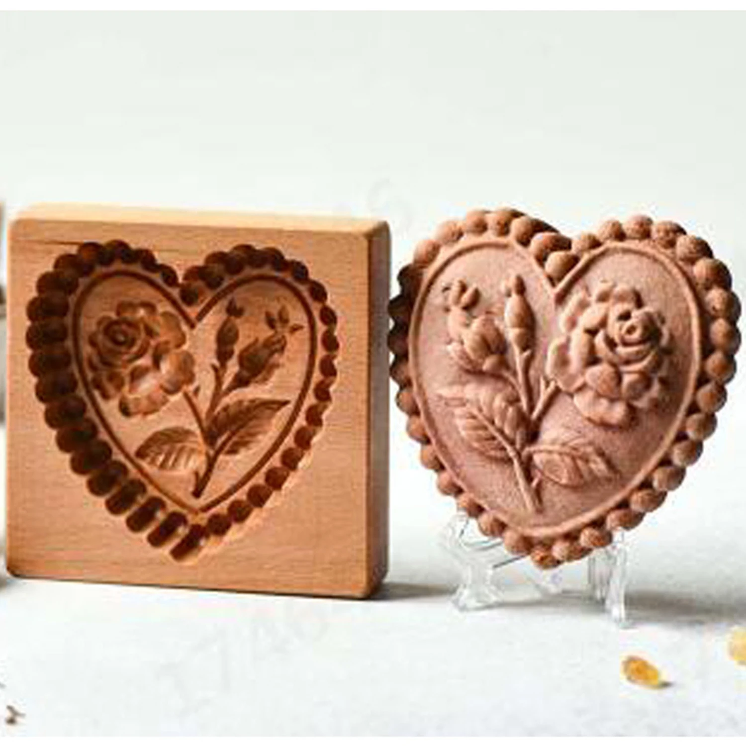 

Wooden Cookie Mold Cutter Wooden Gingerbread Cookie Moulds DIY Shortbread Pastry Mold Bakery Gadgets Kitchen Baking Accessories
