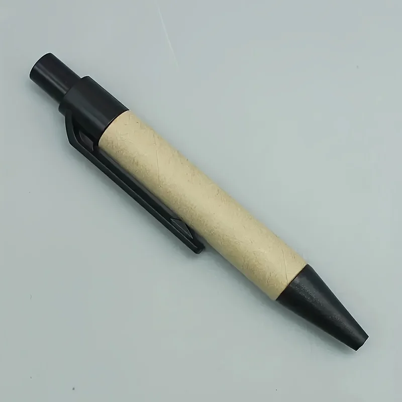 Set of 10 Eco-Friendly Recycled Paper Ballpoint Pens with Black Ink for Office and School Supplies