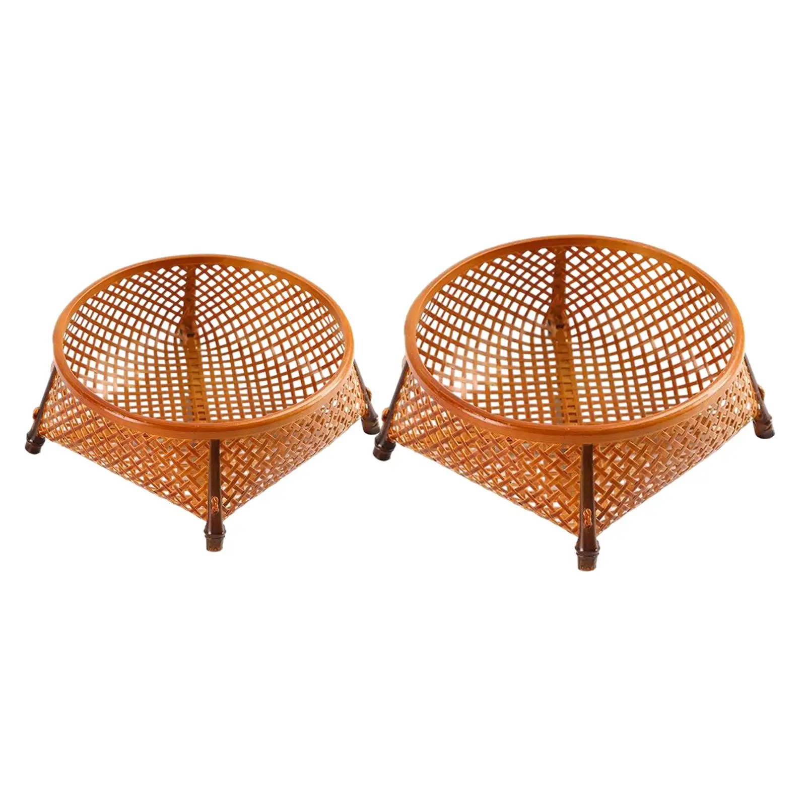 Rattan Basket Wicker Basket Storage Basket Decorative Serving Tray Woven Bowl for Food Bread, Vegetables Fruits Coffee Table