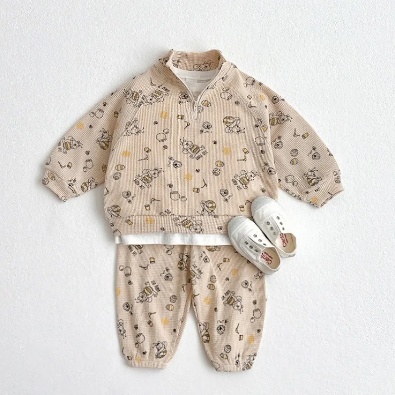 Spring Infant Baby Cartoon Clothing Sets Toddler Boys Girls Long Sleeve Sweatshirt + Pants 2pcs Suit Kids Cute Tracksuit Clothes