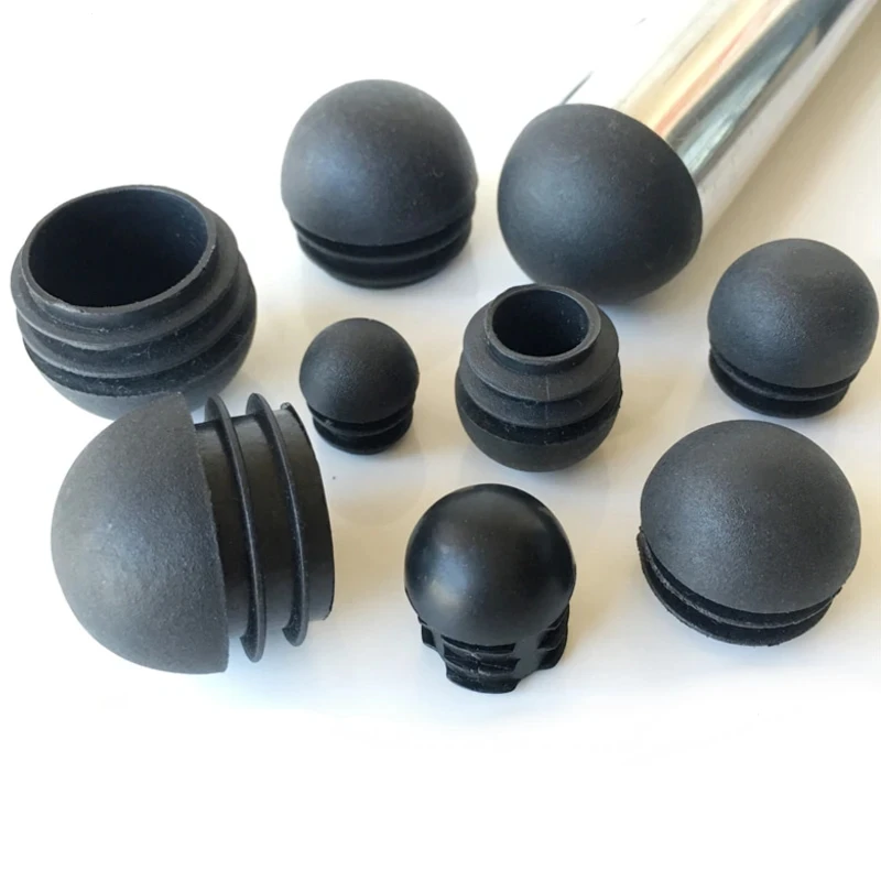 5 Stuks Zwart Plastic Ronde Kop Zwarte Einddoppen Buis 12Mm-60Mm Meubelen Been Voeten Gat Pluggen Stofkap Bolvormige Koppen Insert Plug