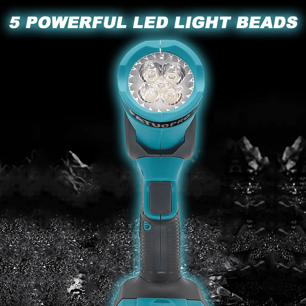 PATUOPRO Cordless LED Light Foldable Spotlight With 5 Led Beads Rechargeable Outdoor Lantern portable lanterns portable spotlight For Makita 18V Battery(No Battery)