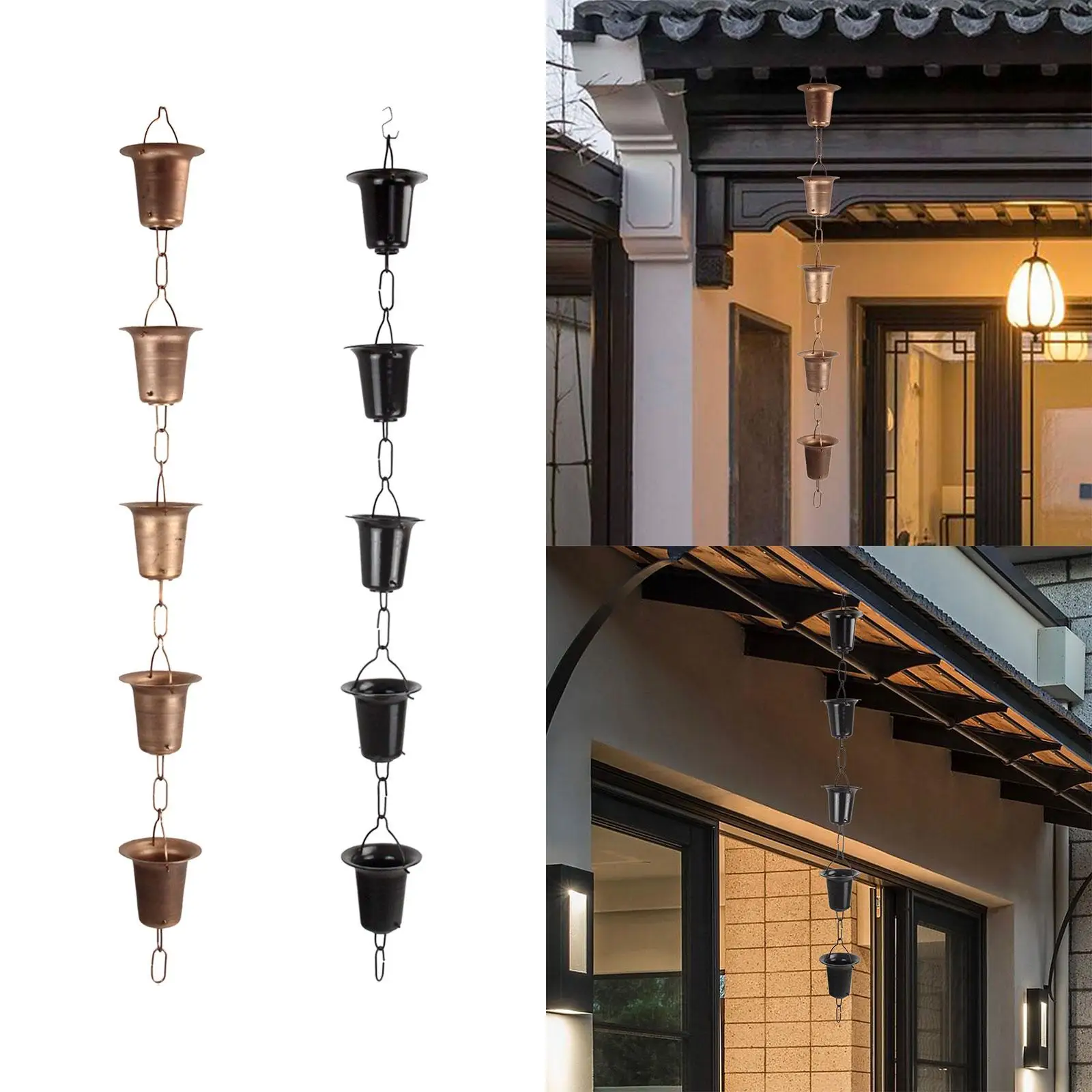 Garden Rain Chains Cup Rain Chain Bird Bath Bucket Chain Outdoor Decor Pouring Cups for Sheds Backyard Outdoor Awnings Home