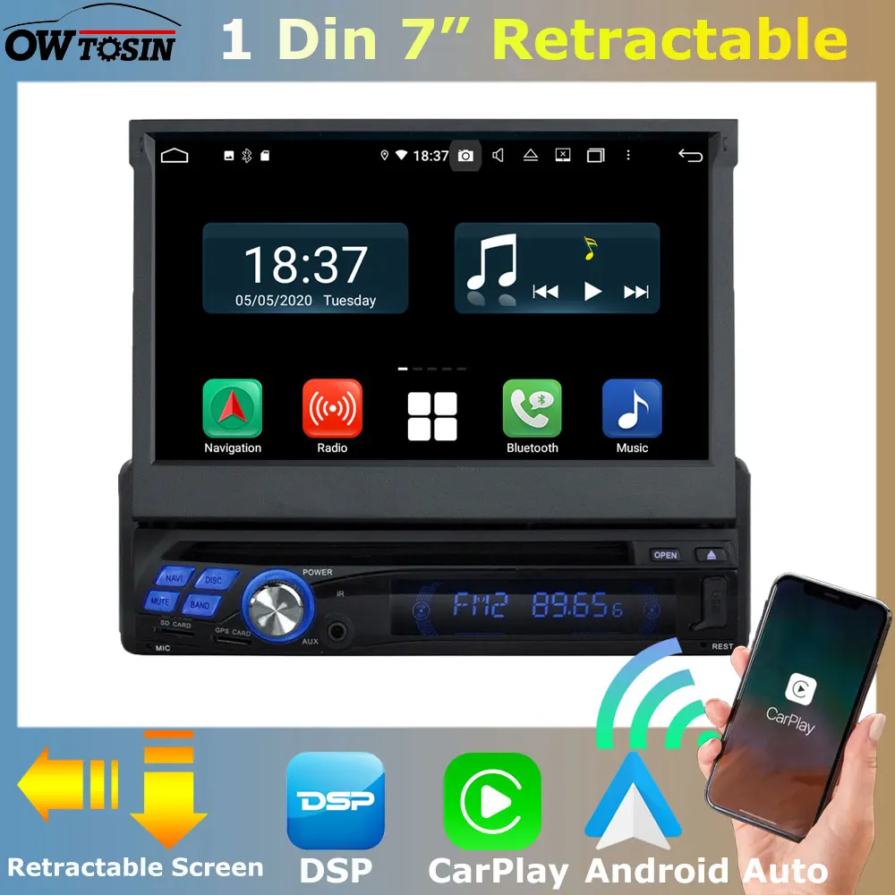 Autoradio 1Din - avec navigation - Écran pliant - Caméra gratuite -  Bluetooth - CD 