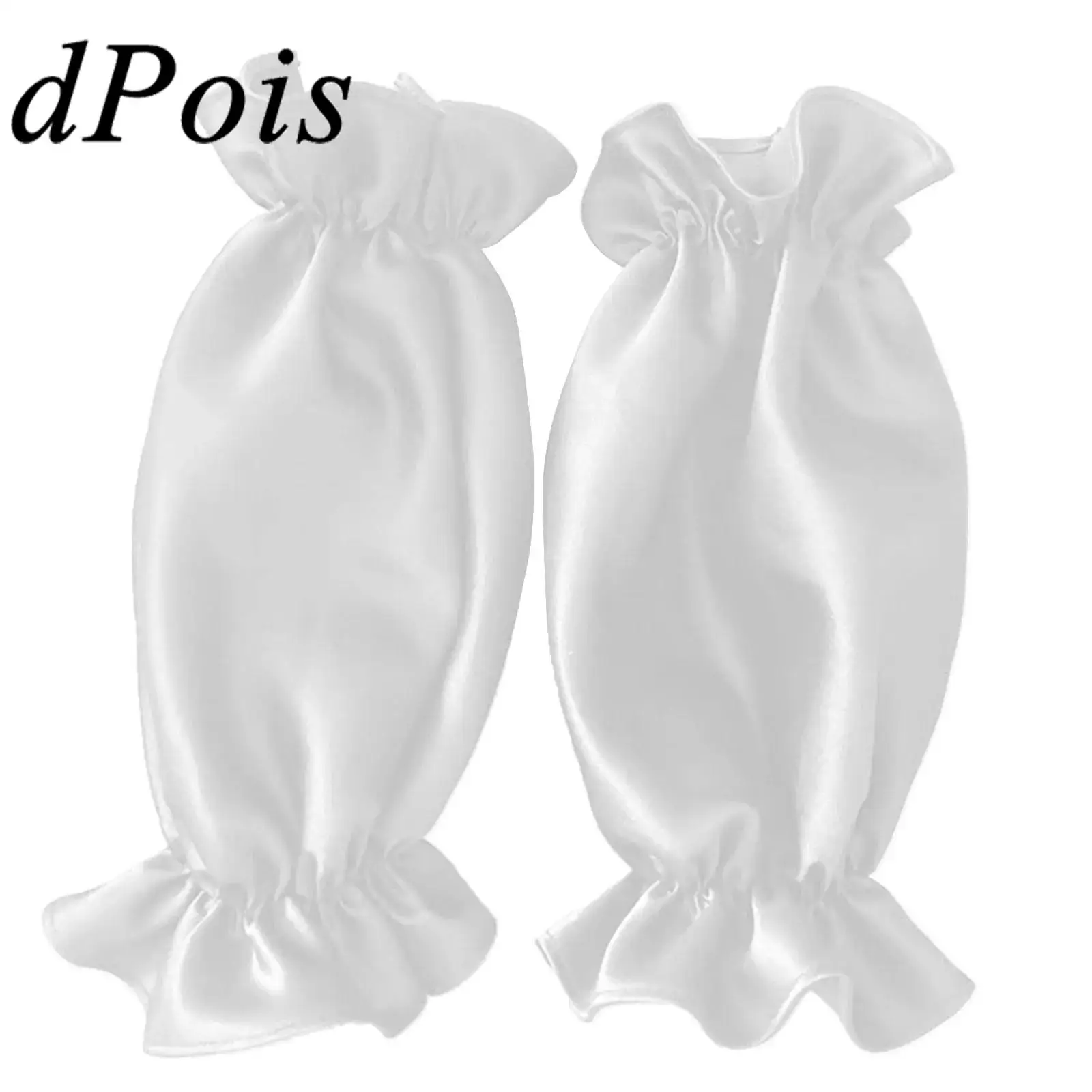 Fashion Women 1 Pair Satin Ruffle Puff Blossom Sleeves Women Arm Cover Gloves for Evening Wedding Party Dress Accessory