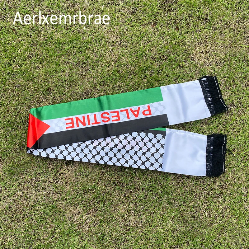 Aerlxemrbrae Palestine flag  Custom Scarf  palestine national day  14*130cm    Scarf Printing Satin Palestinian  Scarf