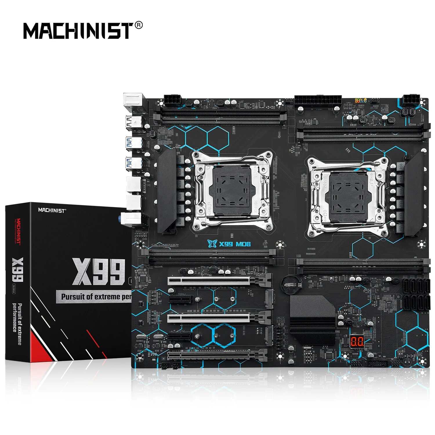 MACHINIST X99 MD8 Motherboard LGA 2011-3 Support Dual Xeon CPU Processor  Slot 8 DDR4 RAM Memory MAX 256GB USB 3.0 M.2 NVME SATA