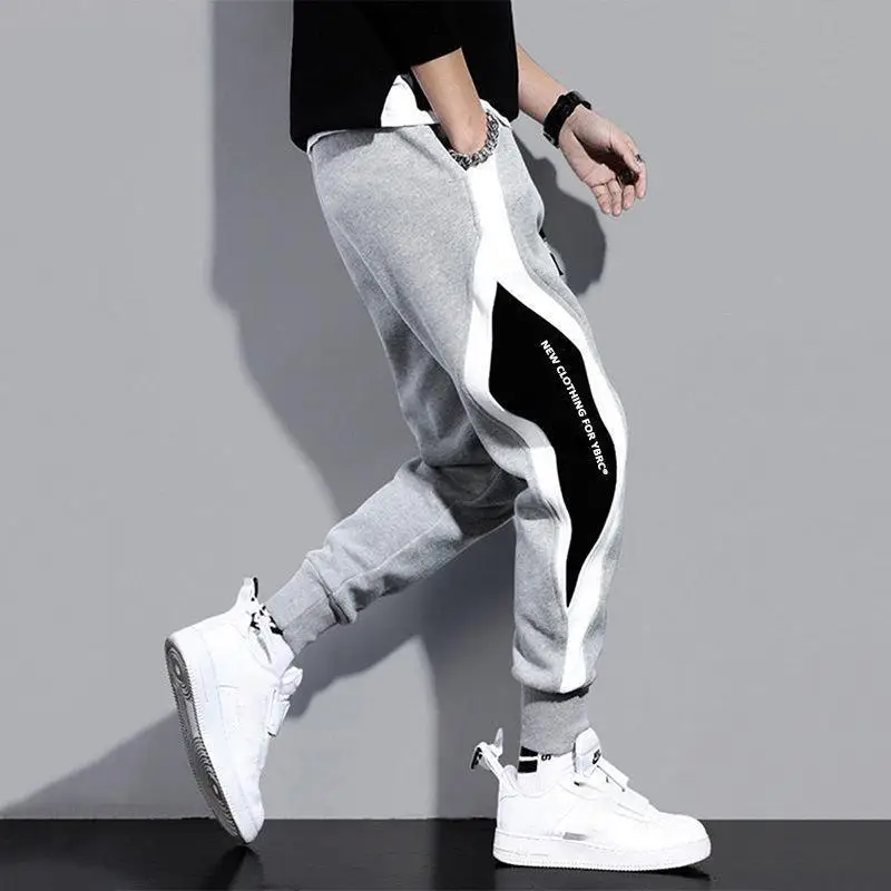 

Trendy Men Trousers Thicken Coldproof Patchwork Drawstring Ankle Tied Trousers