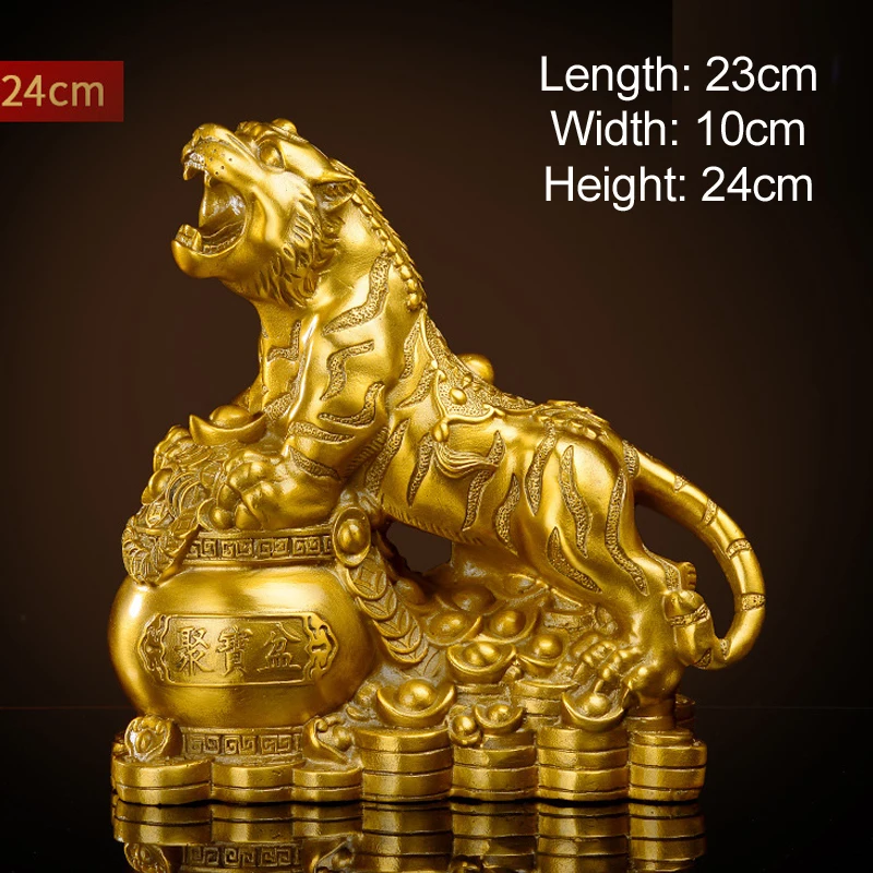 Metal Brass Tiger Sculpture Ornaments, Home Office Desk Living Room Bedroom Decorations, Copper Craft, Mountain Tiger Decor, 1Pc