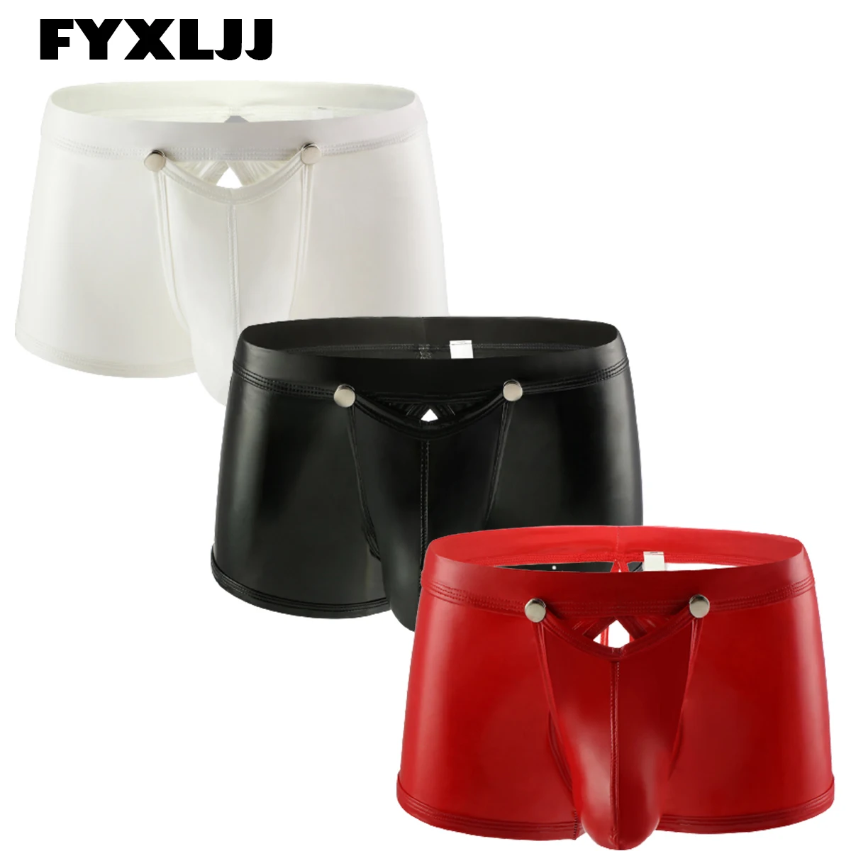 

FYXLJJ 1/3pcs Sexy Gay Open Crotch Boxers Underwear Mens Boxer Shorts Faux Leather Backless Boxer Shorts Underpants Male Panties
