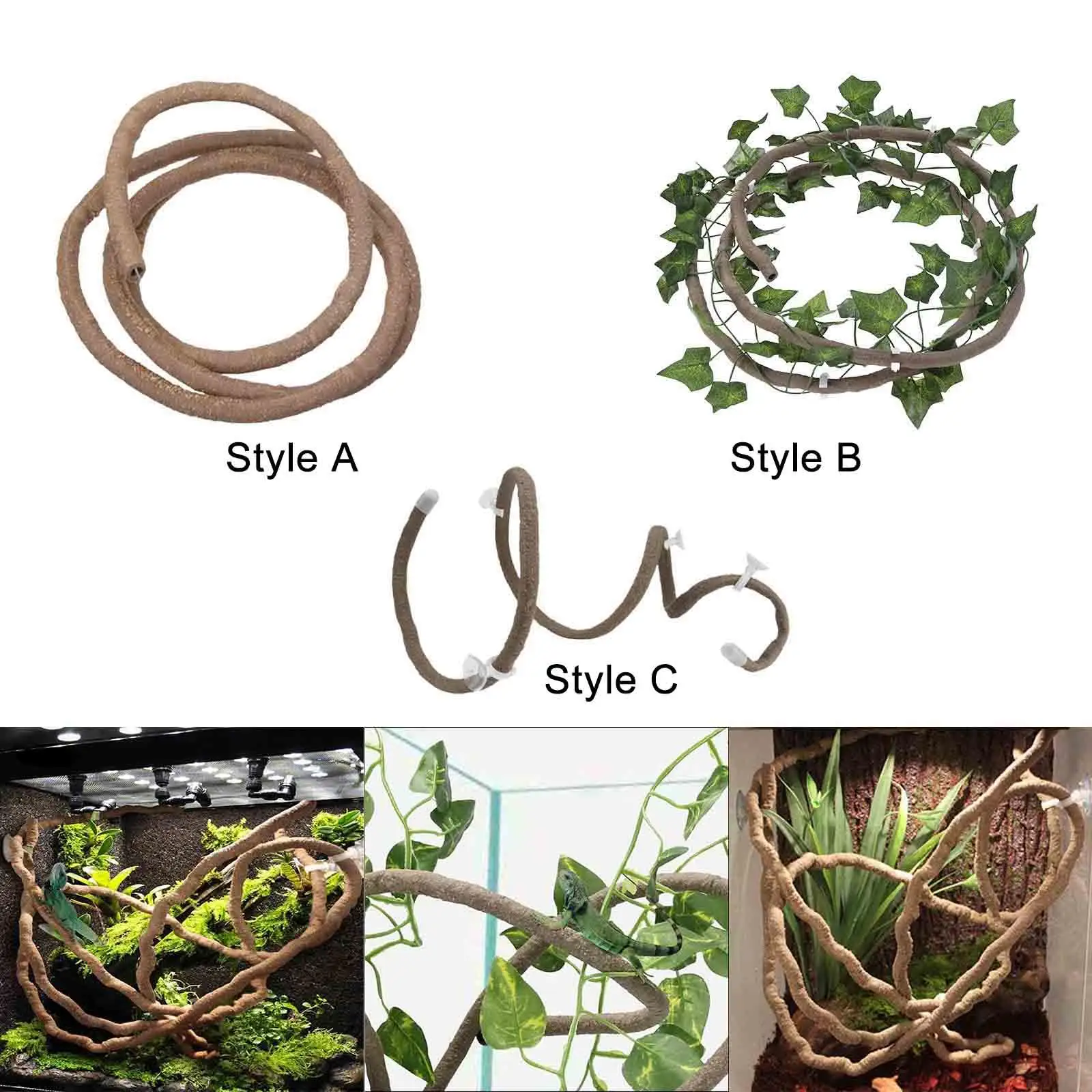 Reptile Vines for Terrarium Decor for Climbing Habitat Decor Amphibians Vine Bearded Dragon Leopard Gecko Chameleon