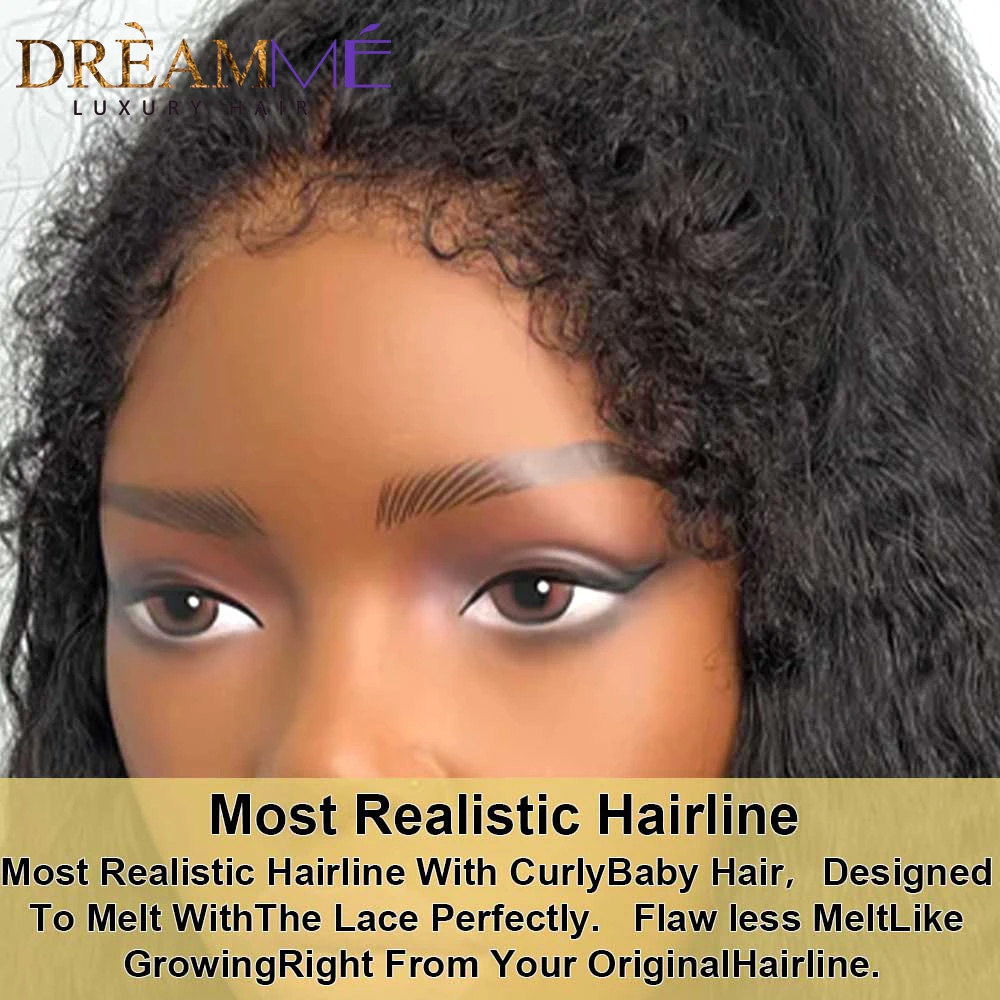 Full Lace Wig Human Hair With Kinky Edges Hairline Brazilian Kinky Straight 360 Lace Frontal Wig 13x4 Front Human Hair Wigs human hair wig lace front wigs