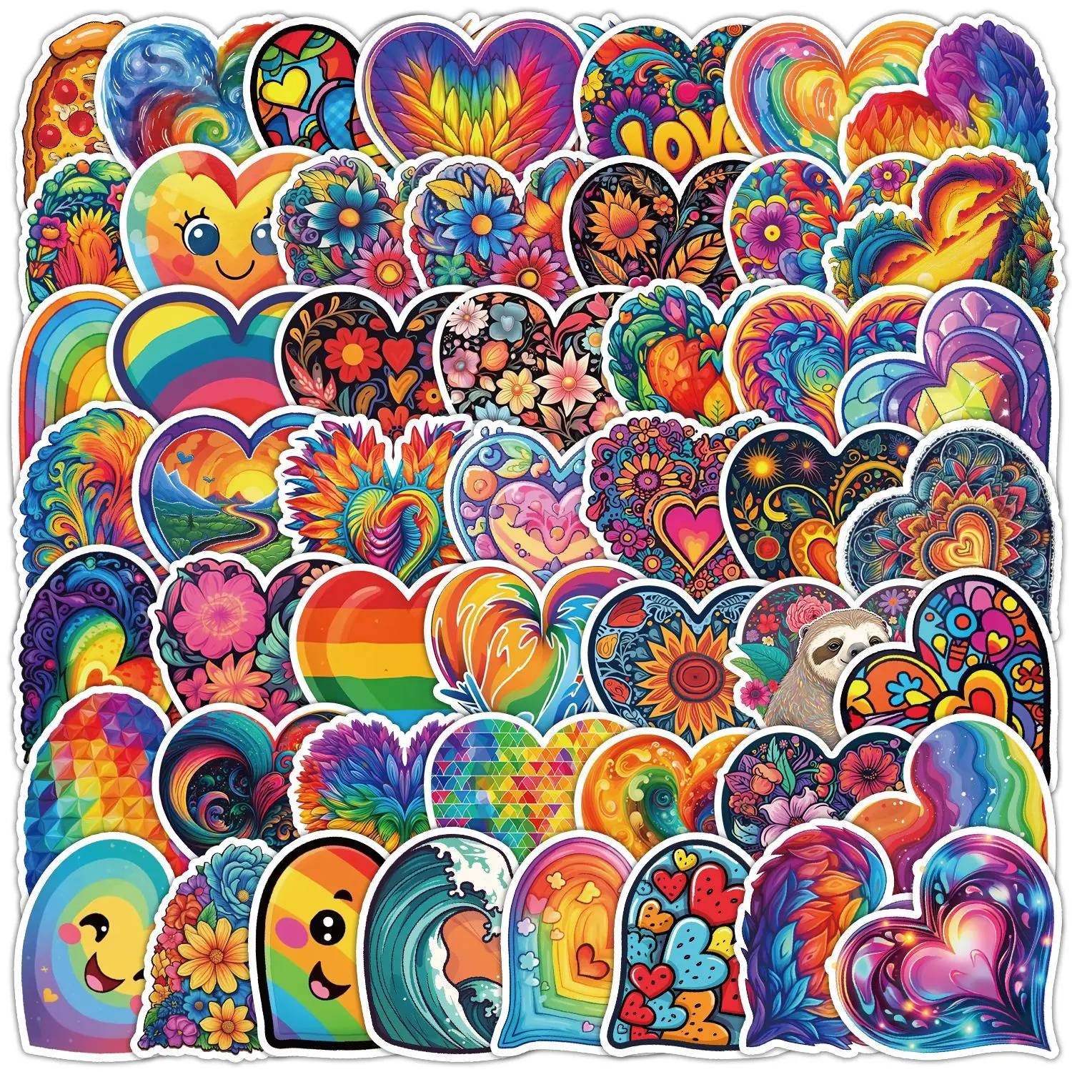 

50Pcs Colorful Love Series Graffiti Stickers Suitable for Laptop Helmets Desktop Decoration DIY Stickers Toys Wholesale