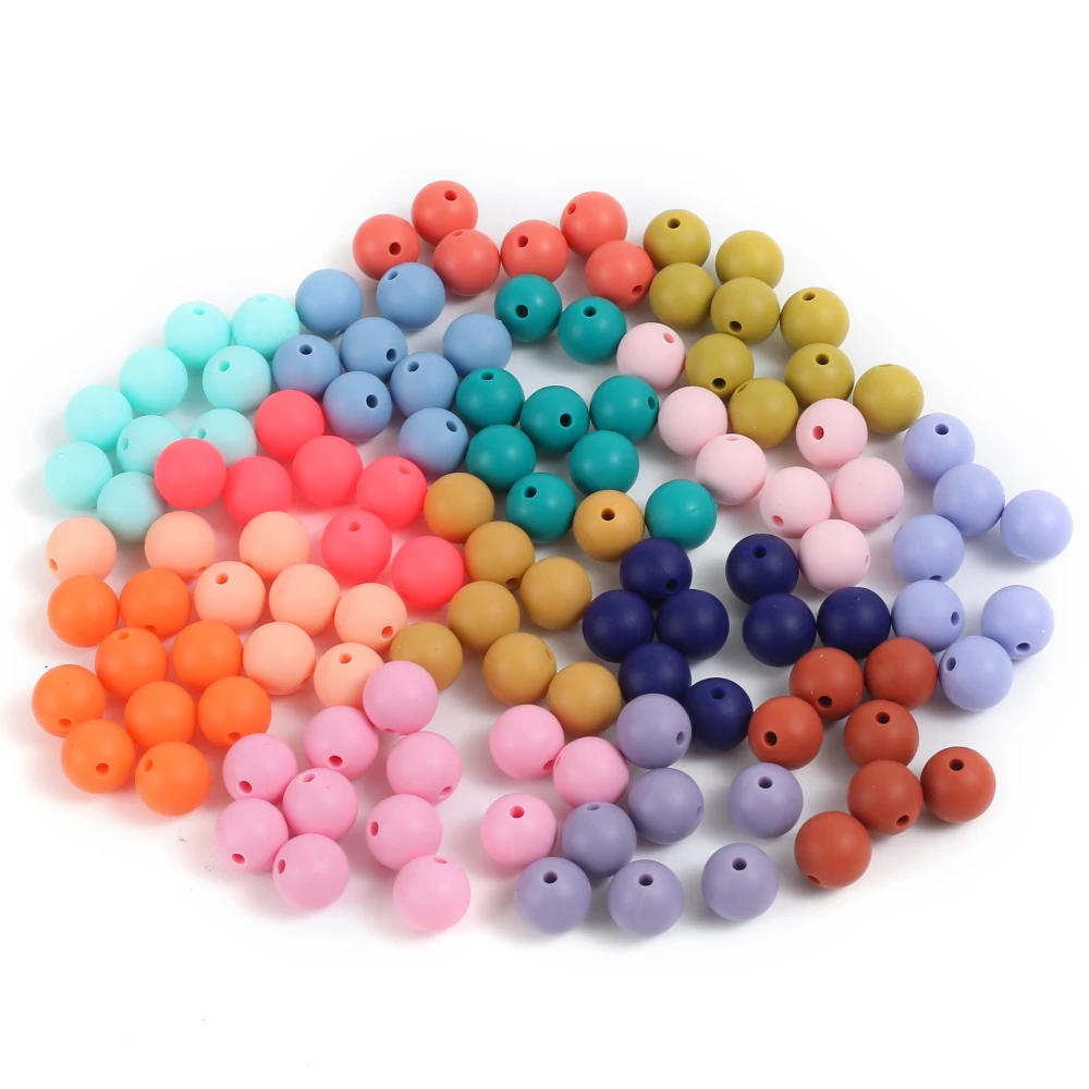 

50Pcs 12mm Nursing Silicone Beads 37Color Round Teether Chew Beads For Baby Pacifier Chain Bracelet Making DIY Jewelry Accessory