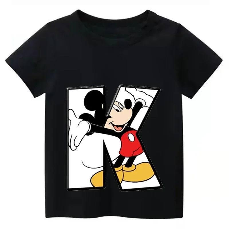 thumbnail image 1 of 2024 Nueva camiseta de verano con combinación de letras para niños de alta calidad Disney Mickey Mouse Font ABCDEF camiseta de manga corta para niños, 1 of 5