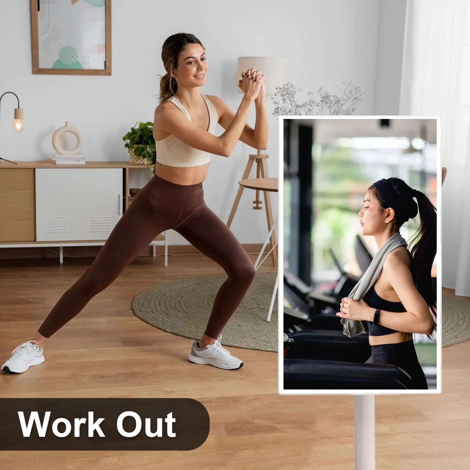 21.5 Inch Touch Screen Smart Tv Floor Tv Android 12 6g+128g Portable Television with Wheels Movable
