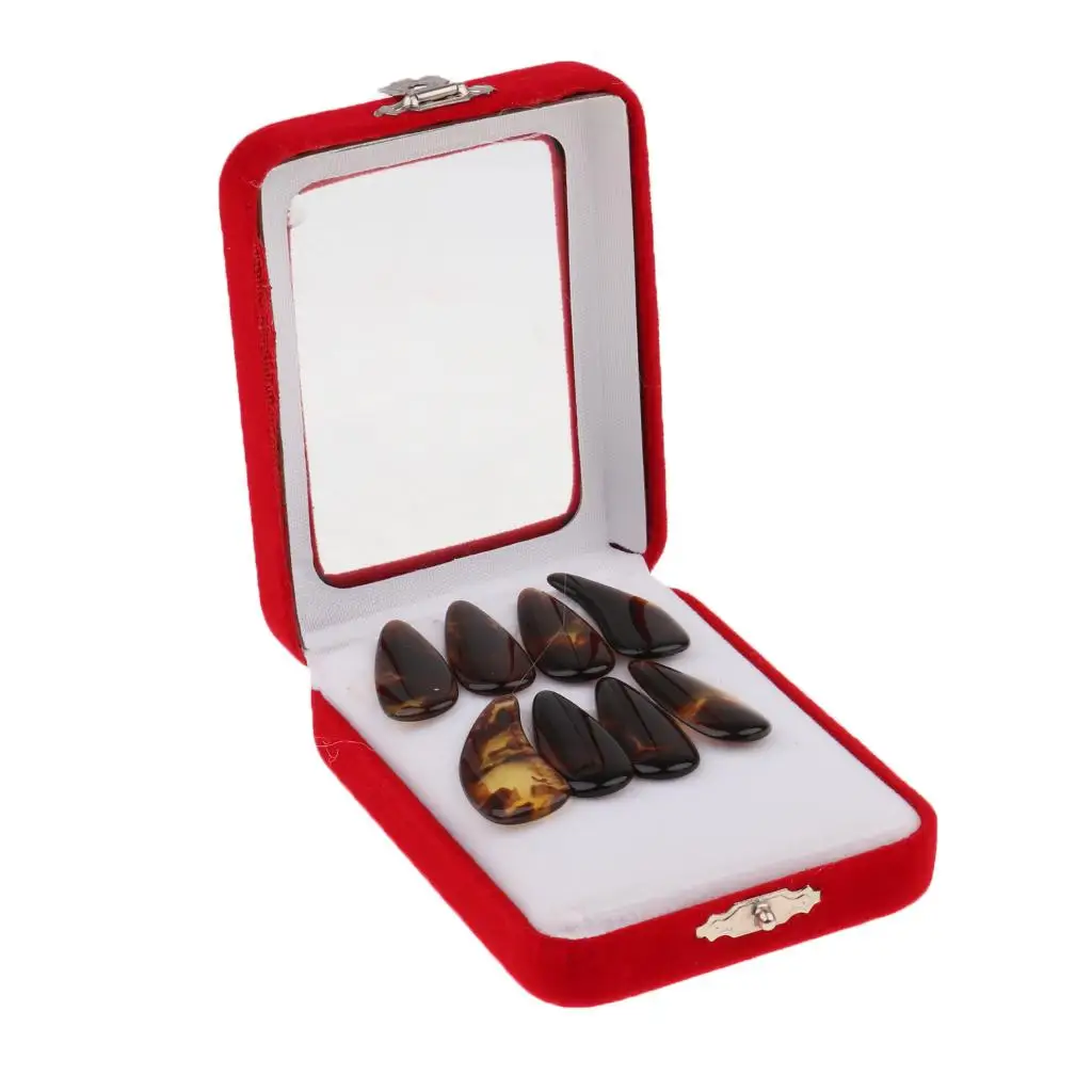 Premium Finger Picks Set for Chinese Zither Instrument with Storage Case-8 Pieces