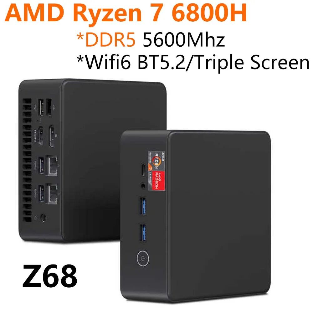 SZBOX Z68 AMD R7 6800H Mini PC Windows 11 DDR5 5600Mhz Pcie