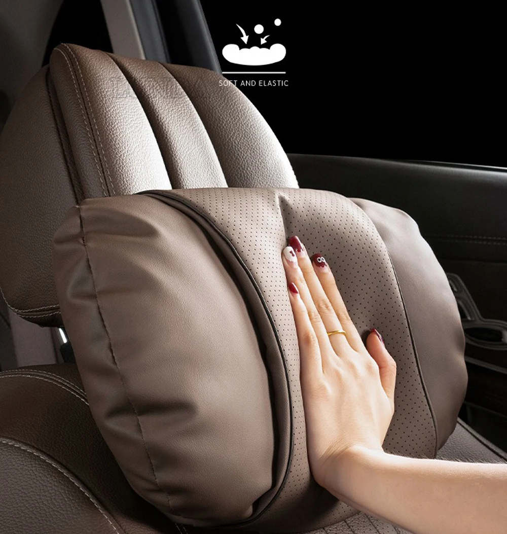 Car Neck Pillow Leather Travel Comfort Car Waist Pillow Support