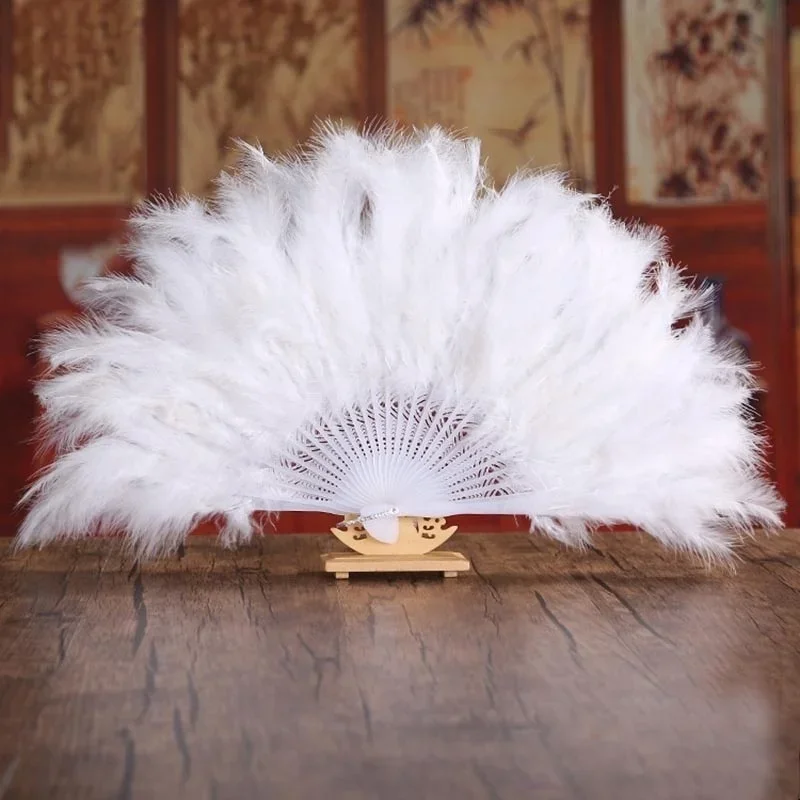 Soft Fluffy Lady Burlesque Wedding Hand Fancy Dress Costume Dance Feather Portable Fan Chinese Decoration for Weddings