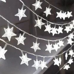 LED Star Chain Fairy Lights - Decorative Garland for Parties, Home, Wedding, Garden, and Christmas Decor (White)