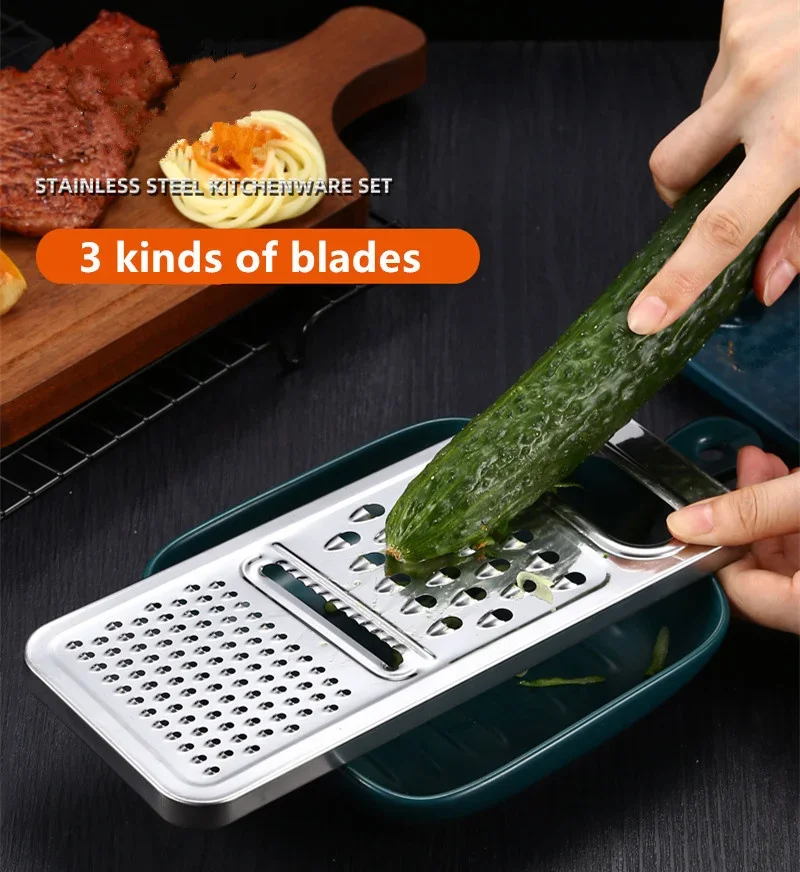 Description Picture 4 of item3 in 1 Multifunctional Grater Stainless Steel Vegetables Potato Cucumber Shredders Slicers Fruit Peeler Innovation Kitchen Tools