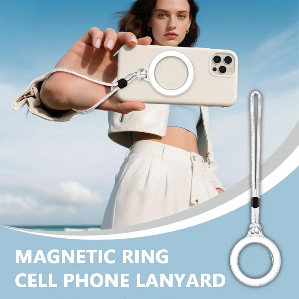 Magnetic Ring Lanyard Phone Charm with Adjustable Anti-Fall Cord
