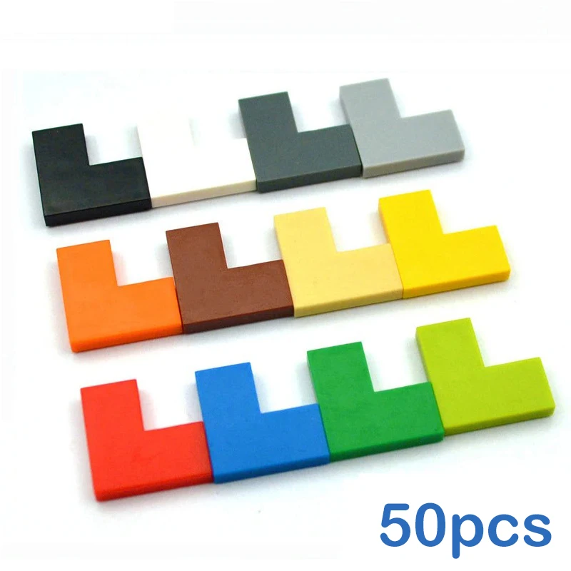 50pcs DIY Building Blocks Thin Smooth 1+2 Dots Figure Educational Creative Toys for Children Size Compatible With 14719 Bricks