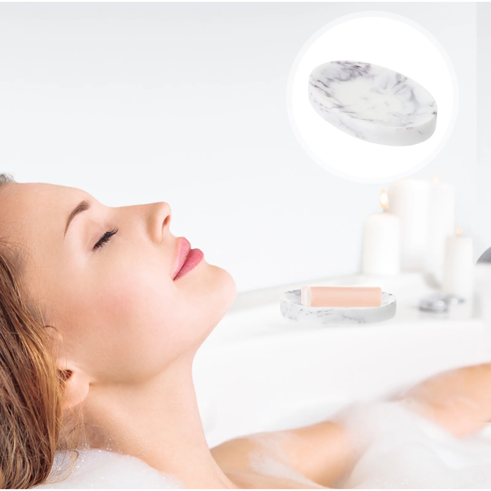 

1pc Marble Style Soap Tray Resin Soap Holding Tray Bathroom Soap Dish Soap Storage Holder