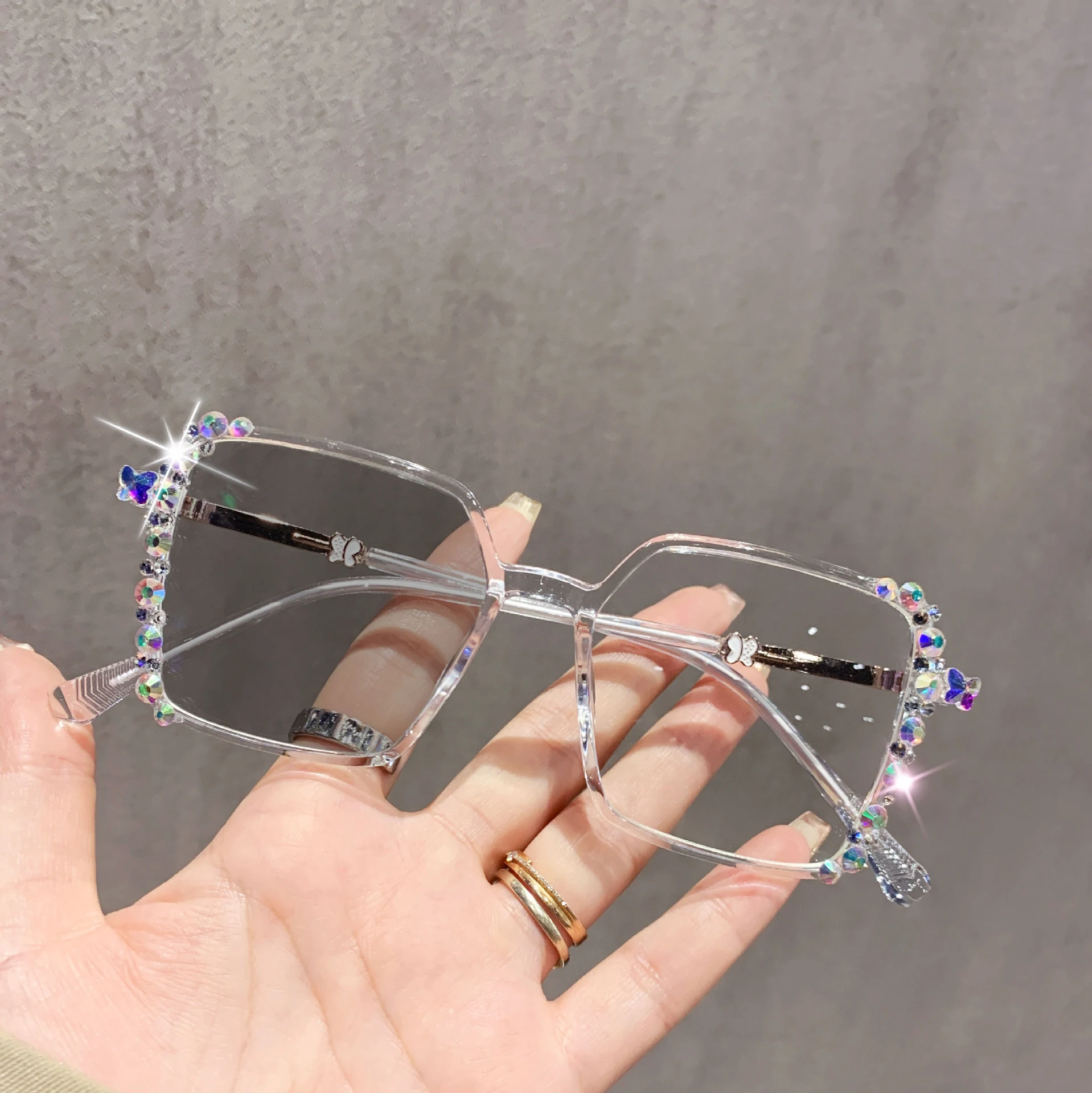Diamant-Schmuck-Stil, modische, lichtwechselnde, farbwechselnde Myopie-Brille mit High-End-Gefühl 6079-1 – Detail 9