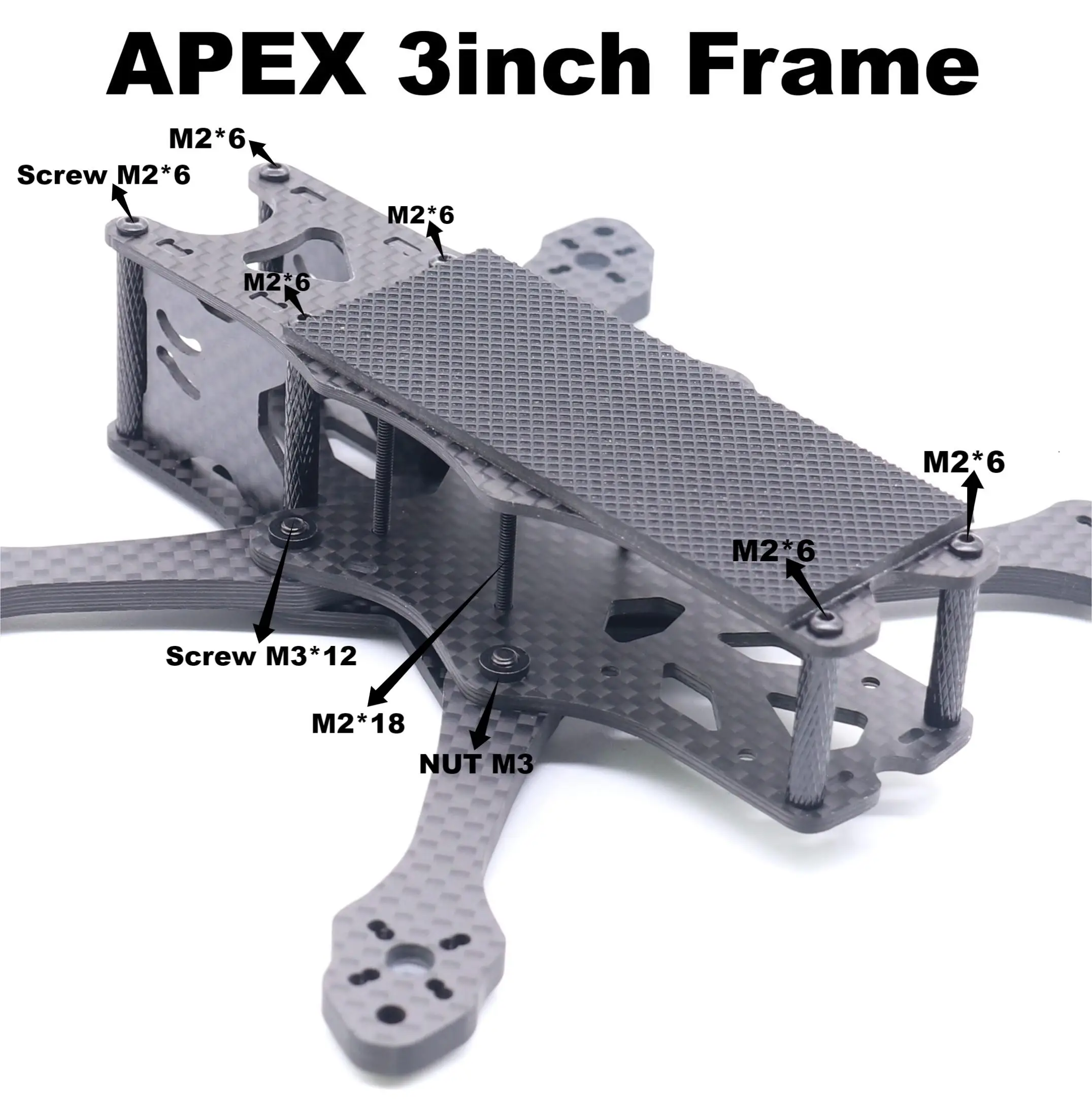 APEX Mini 3 Inch 150mm Carbon Fiber Frame Kit with 4MM Thickness Arms For FPV Fr