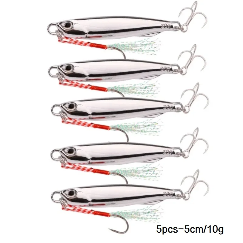 Premium Set of 5 Silvery Metal Jig Lures