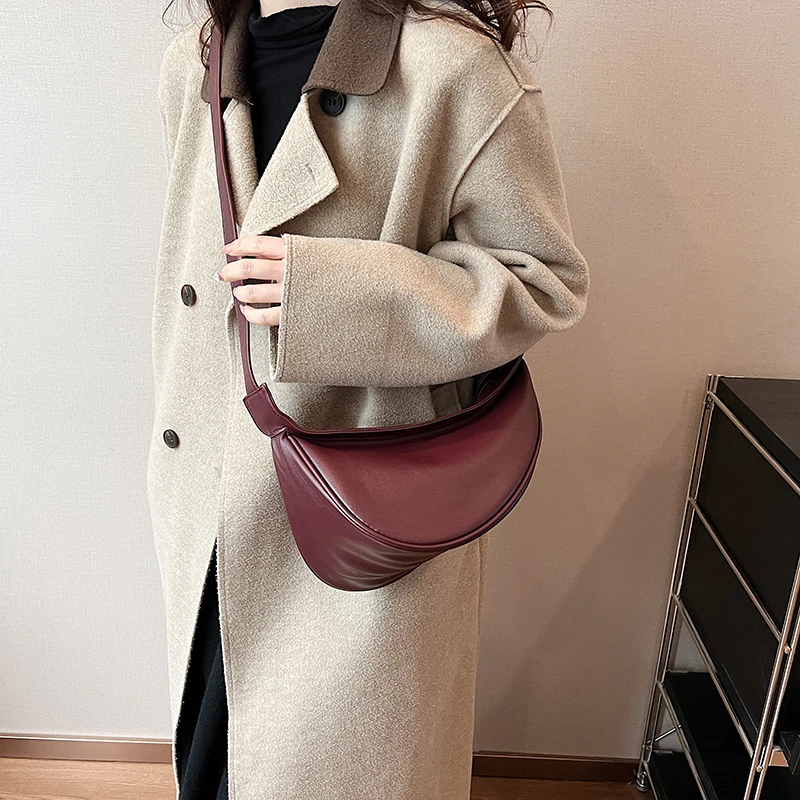 

Dumpling Crossbody Bag For Women High Quality Soft Leather Handbag Luxury Brand Fashion Lady Irregular Underarm Shoulder Bag