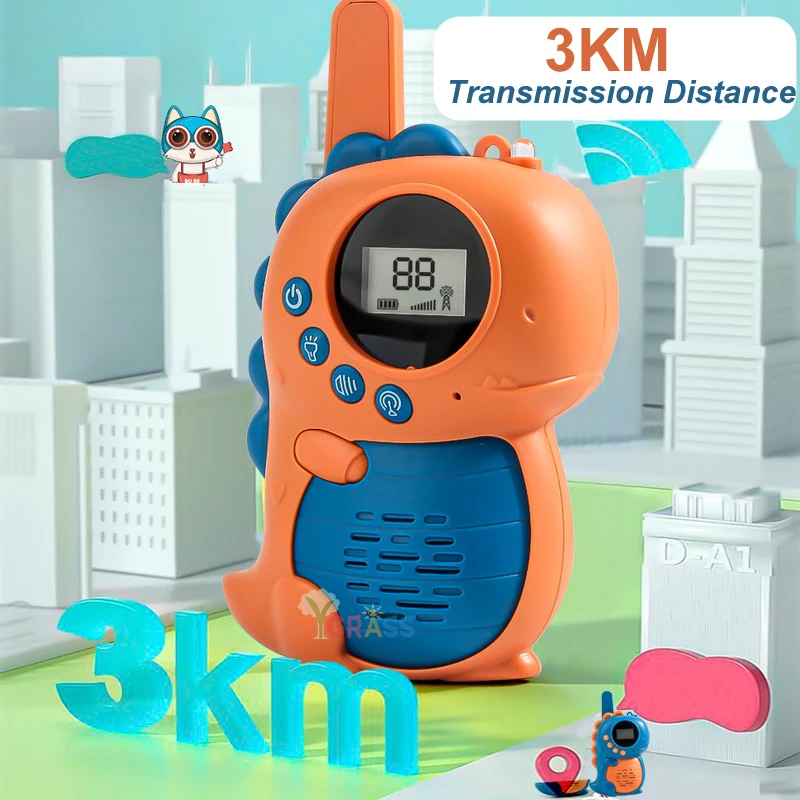 Walkie Talkie 2PCS Electronic Toys Children's Gadgets Radio Phone 3km Range Professional Toki For Kids Birthday Gifts Boys Girls 3