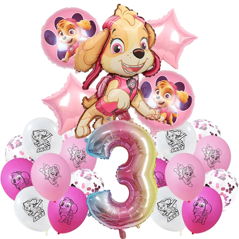 Dog Balloons Set Disposable Tableware Party Decorations for Paw Patrol Cartoon Animation Birthday
