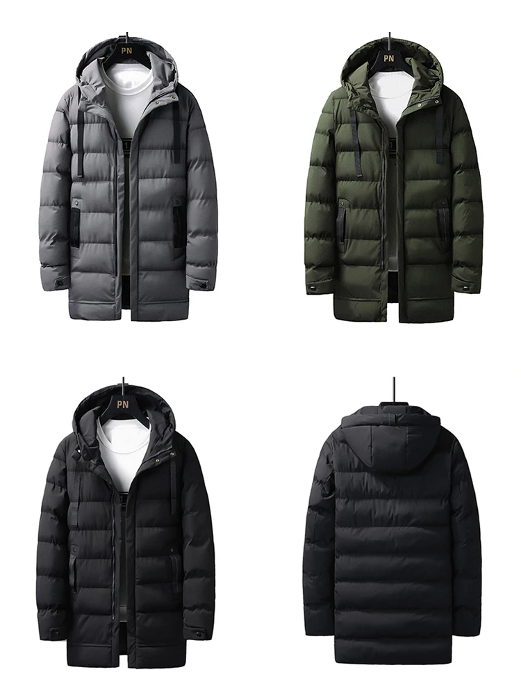 Puffer Jacket Men 8XL Thick Warm Winter Jackets Plus Size Hooded Long Coats Fashion Casual Cotton Padded Parkas Man Outwear Top