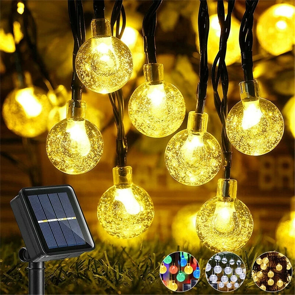 SOLAR POWERED String Lights LED 20/30/50/100 LED Retro Bulb Garden Outdoor Fairy Ball Hangin Lamp