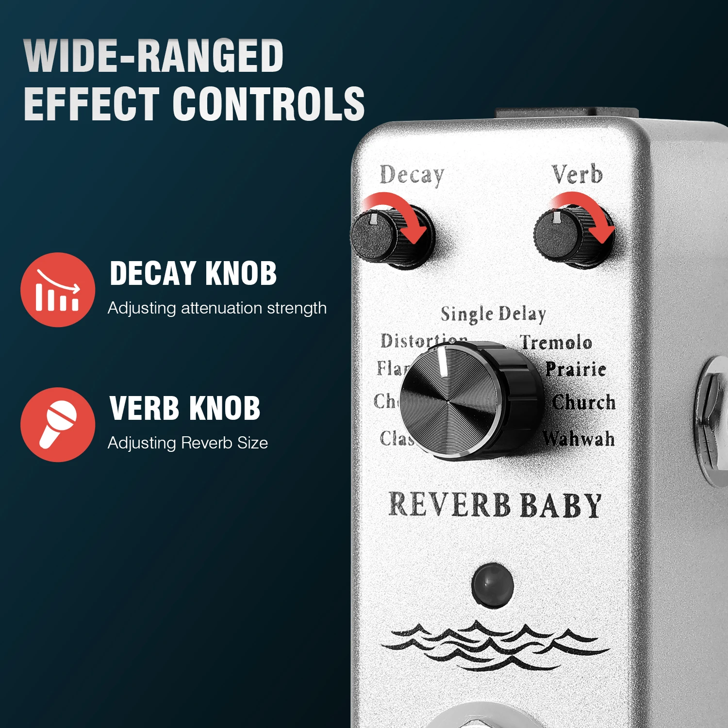Guitar Effect Pedal Guitar Effects Pedal ISET RB-01 Digital Reverb Guitar Effect Pedal with 9 Modes Guitar Effect Pedal for Electric Bass True Bypass