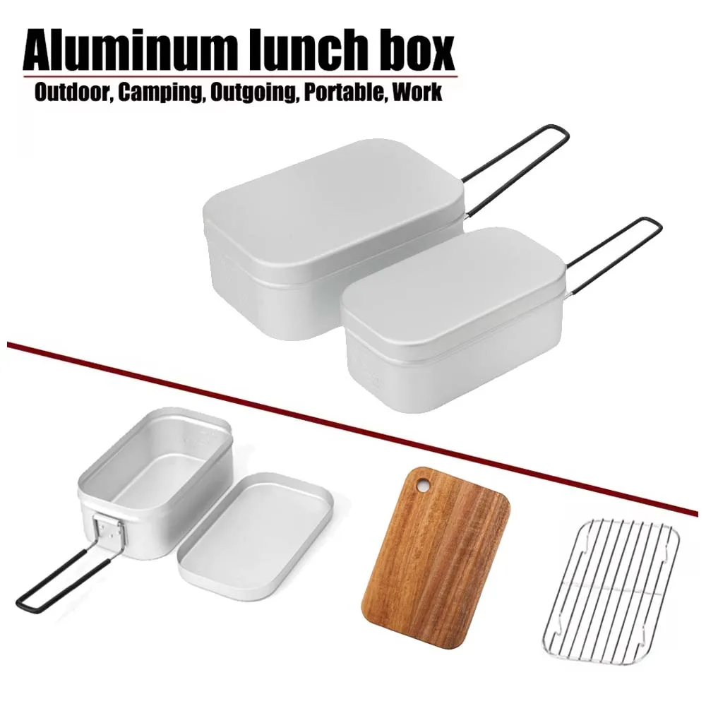 800/1400ML Aluminum Lunch Boxes Travel Camping Tableware Mess Tin Outdoor Picnic Tourist Bowl Dishes Bento Camp Hiking Supplies
