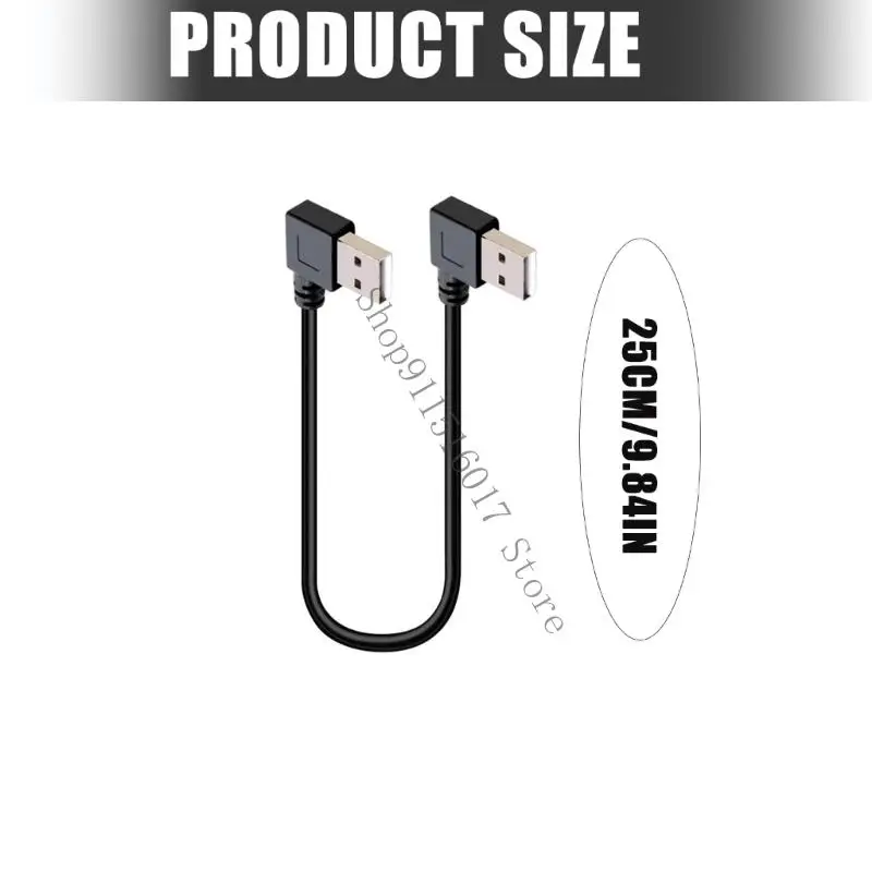 빠른 속도 USB2.0 남성-남성 90도 벤드 케이블 25cm 연장 코드 45BA
