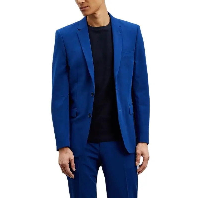

Royal Blue Suit For Men Slim Fit 2 Piece Formal Business Wedding Groom Groomsmen Tuxedo Blazer Sets Solid Tailor Made Outfits