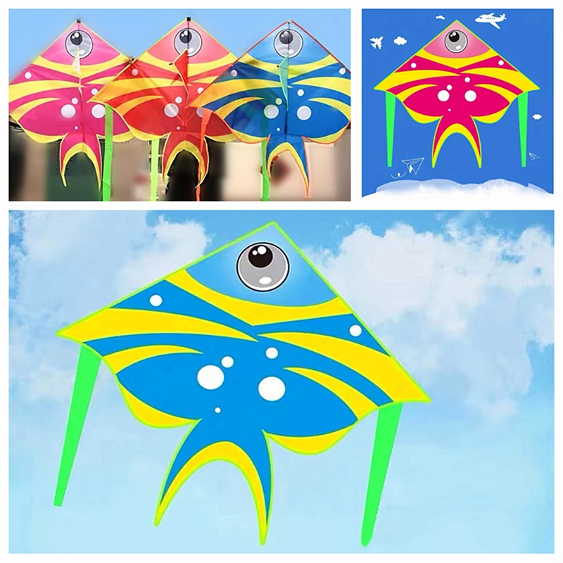 free shipping fish kite for children reel outdoor game flying toys for kids steering dragon steering kite flying snake ripstop