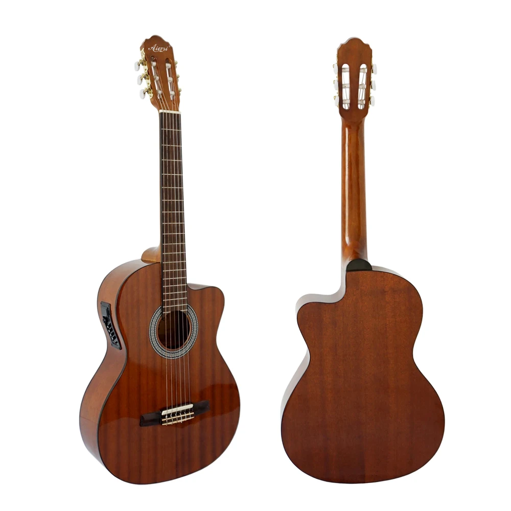

Chinese Aiersi brand hot selling cutaway promotion price natural color electric classical guitar