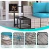 7-Piece Outdoor Patio Furniture Set with 55,000 BTU Fire Pit Table, PE Wicker Rattan Sectional Sofa Patio Conversation Set 6