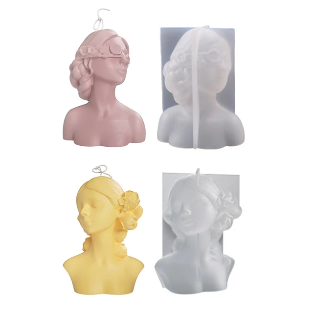 Szilikon Formák Vak Lányokhoz 3D Háromdimenziós Portré Félig Test Gipsz Aromaterápiás Gyertyakészletek Gyertyakészítéshez - Image 5