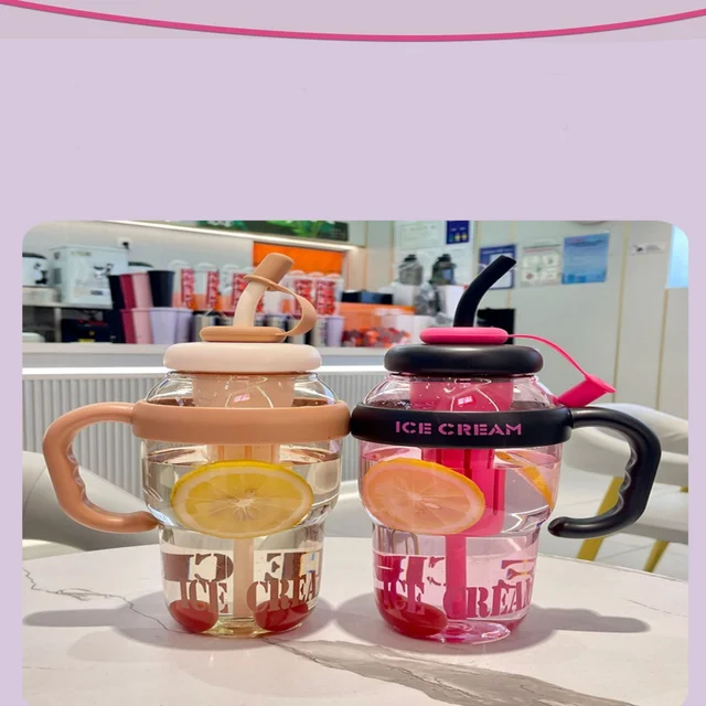 1300ML Large Capacity Plastic Water Bottle Cute Portable Children's Plastic Cup Leakproof with Straw Sports Water Cup Summer 5