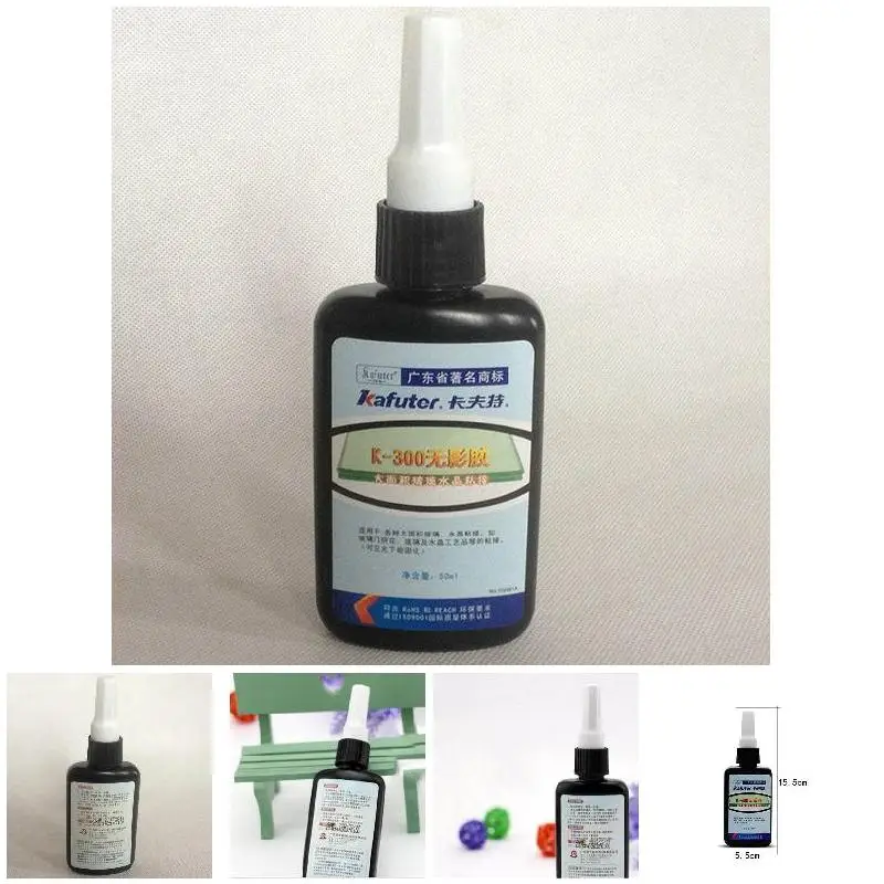 Extra Strong Glue 50ML K-300 UV Super Glue Curing Adhesive Transparent Crystal Glass Bonding Repair Liquid Glue School Supplies 3